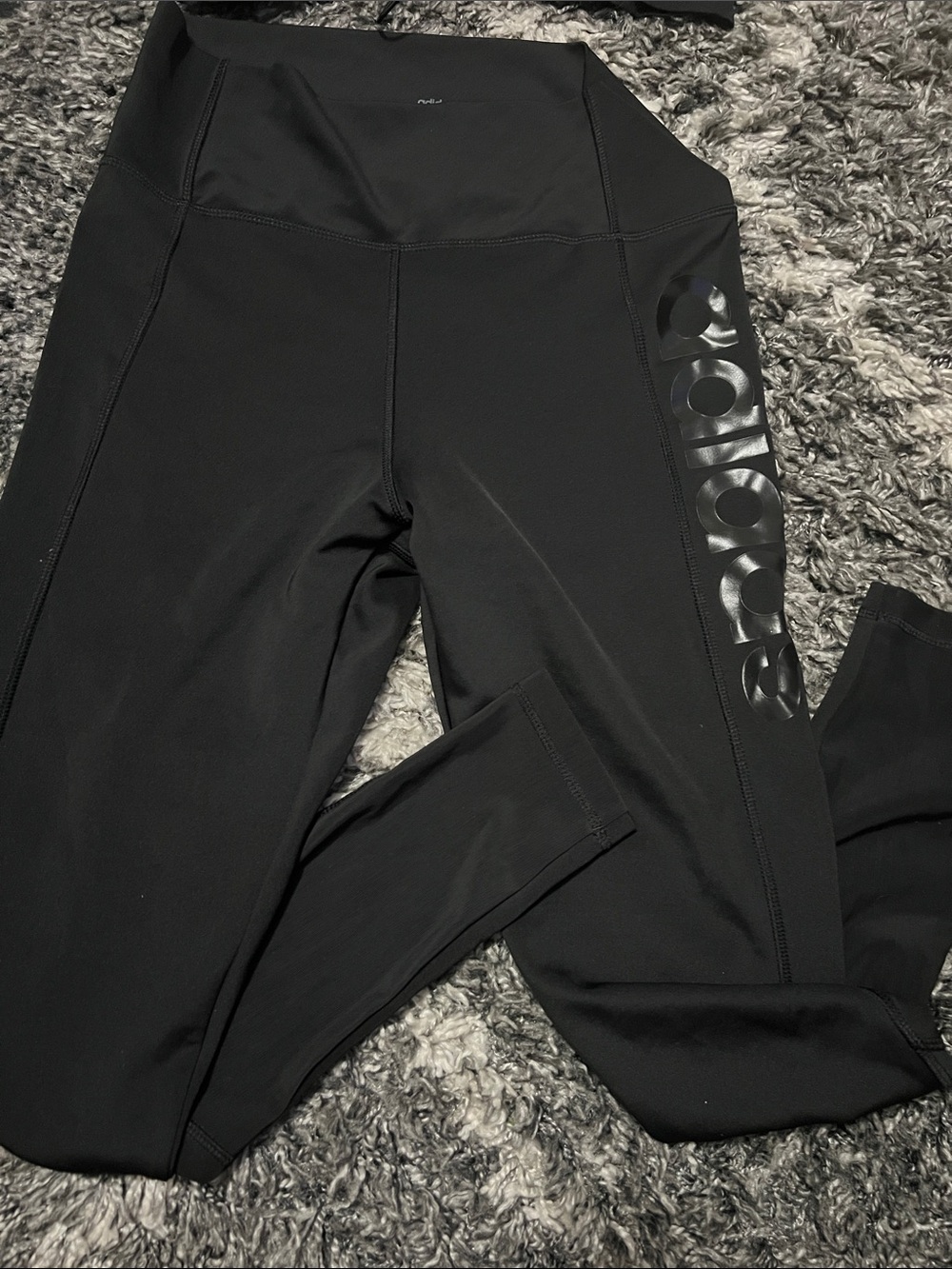 adidas Black High-Rise Leggings with Gloss Logo Side Panel